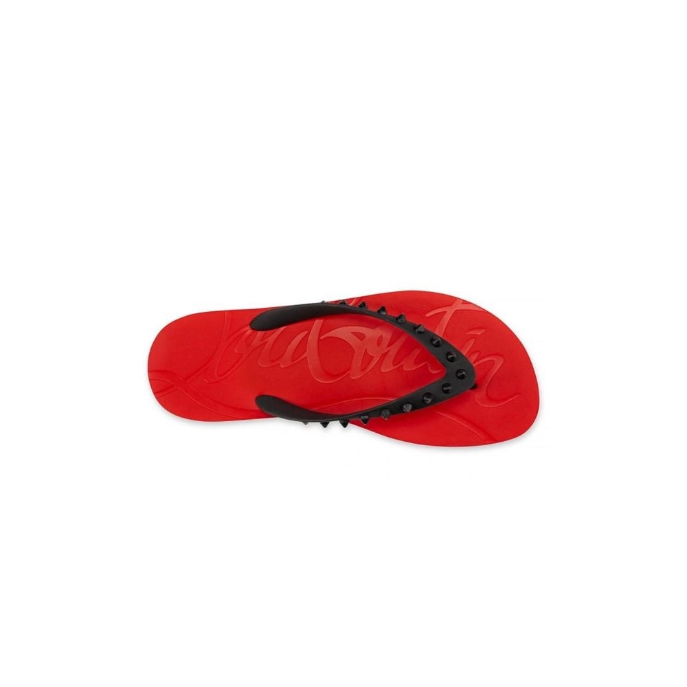 cheap Christian Louboutin Red/Black/loubi Rubber Flip Flop sale