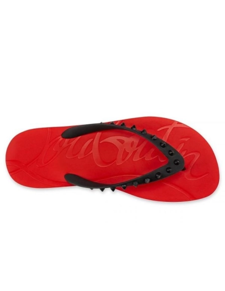 cheap Christian Louboutin Red/Black/loubi Rubber Flip Flop sale