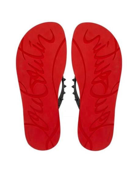 cheap Christian Louboutin Red/Black/loubi Rubber Flip Flop sale