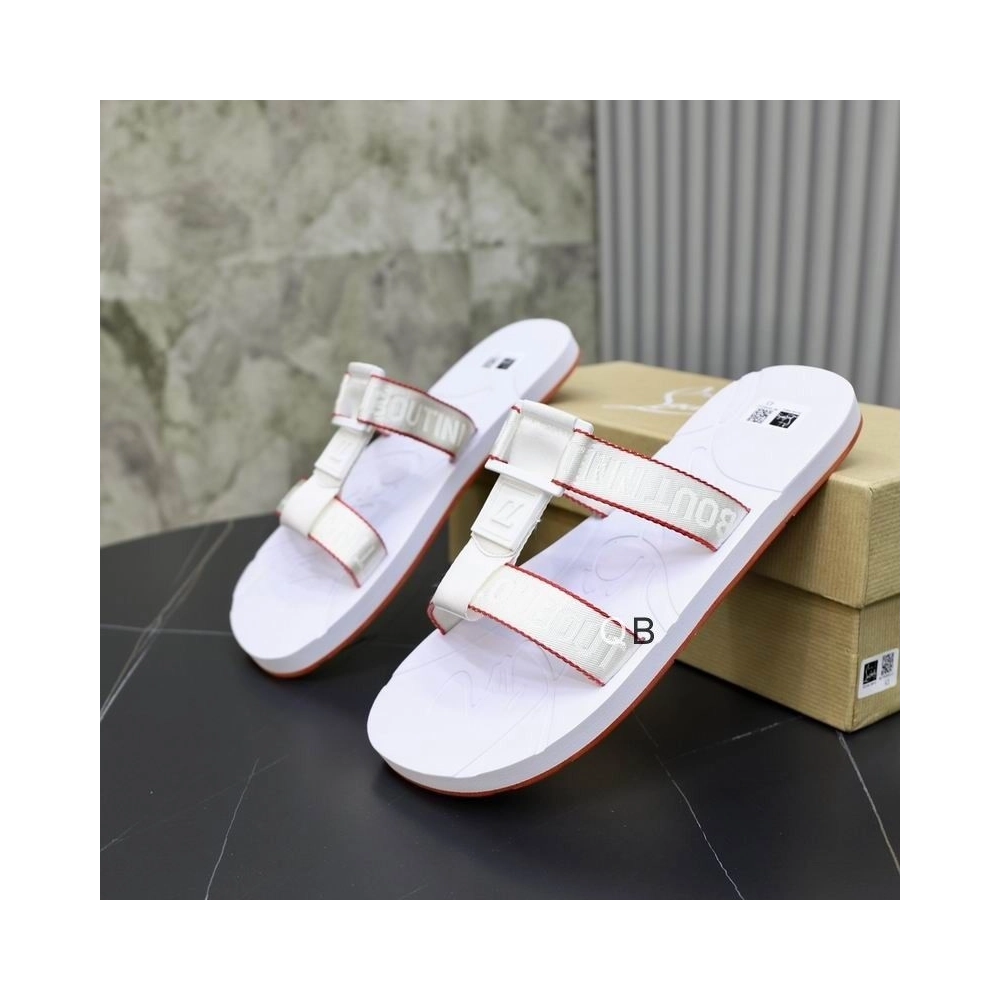 Replica Christian Louboutin Surf Flat Sandals Rubber White, Knockoff Christian Louboutin Shoes