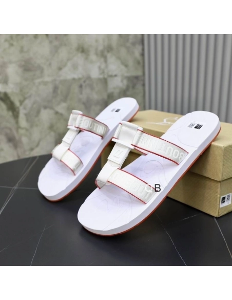 Replica Christian Louboutin Surf Flat Sandals Rubber White, Knockoff Christian Louboutin Shoes