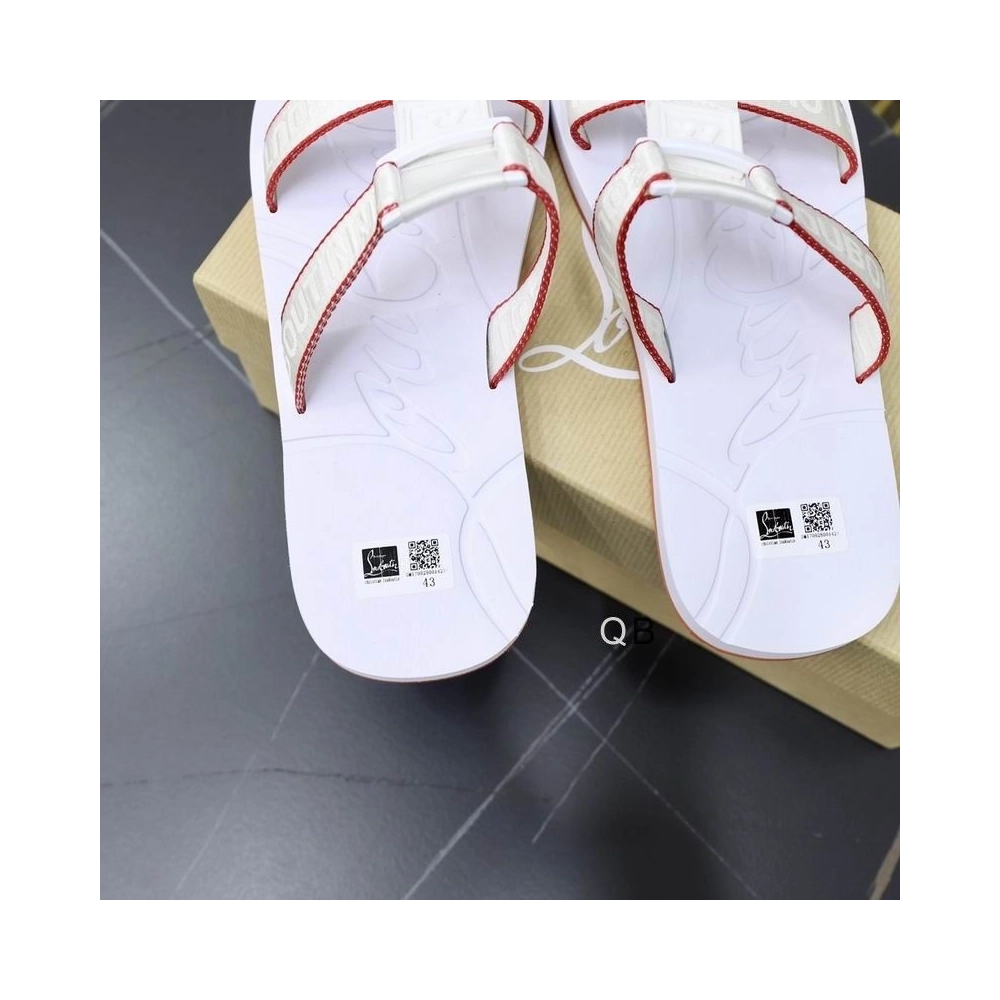 Replica Christian Louboutin Surf Flat Sandals Rubber White, Knockoff Christian Louboutin Shoes