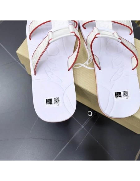 Replica Christian Louboutin Surf Flat Sandals Rubber White, Knockoff Christian Louboutin Shoes