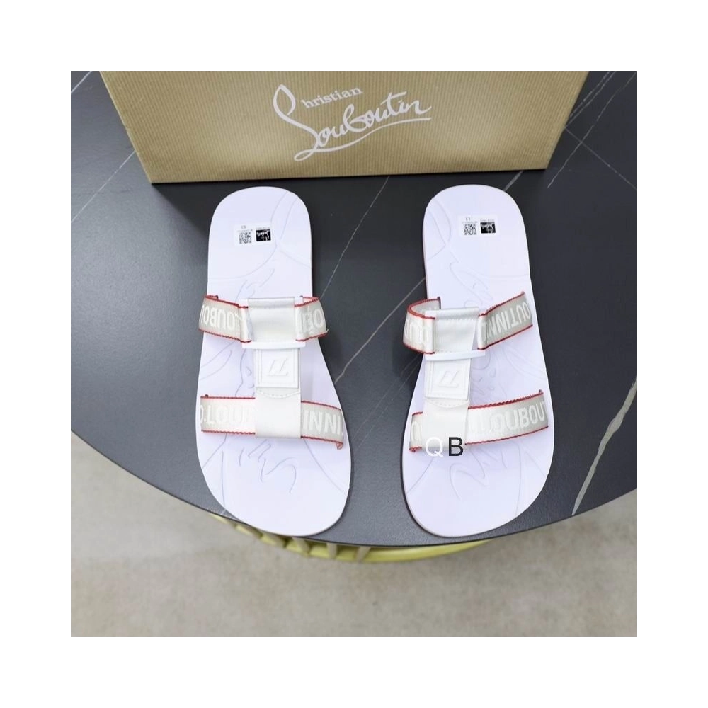 Replica Christian Louboutin Surf Flat Sandals Rubber White, Knockoff Christian Louboutin Shoes