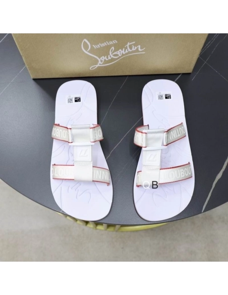 Replica Christian Louboutin Surf Flat Sandals Rubber White, Knockoff Christian Louboutin Shoes