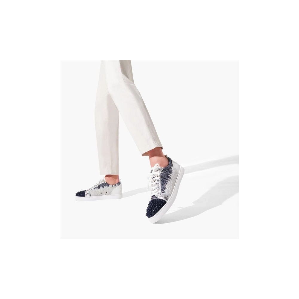 Christian Louboutin Louis Junior Version Blue Ivoire Suede Leather