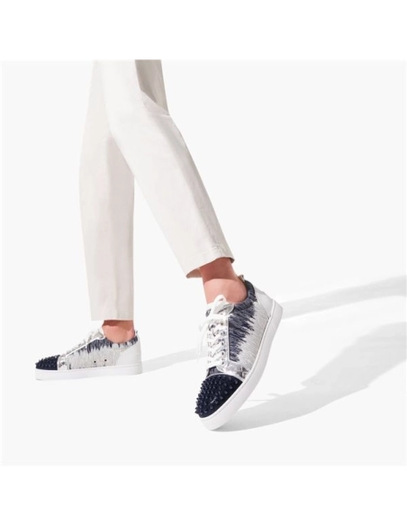 Christian Louboutin Louis Junior Version Blue Ivoire Suede Leather