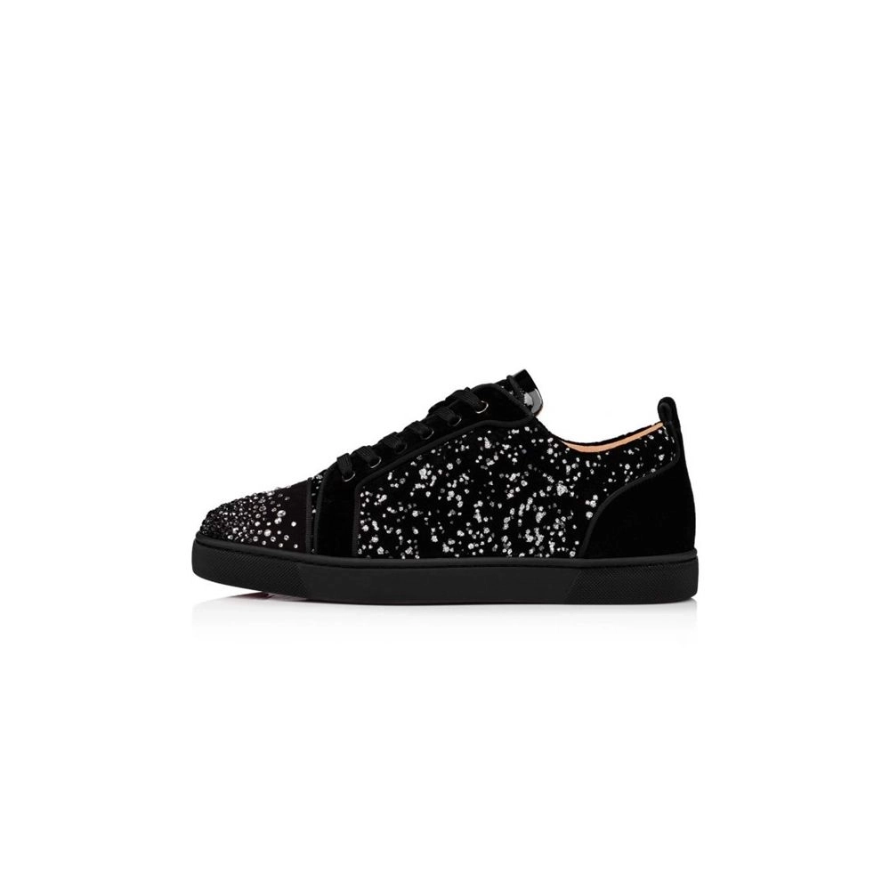 chepa Christian Louboutin Louis Junior Black/silver Velvet sale