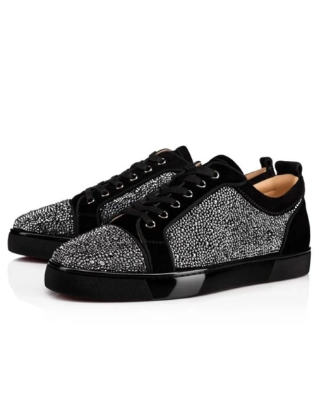 cheap Christian Louboutin Louis Junior SP Black Strass sale