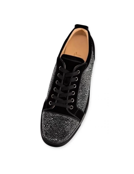 cheap Christian Louboutin Louis Junior SP Black Strass sale