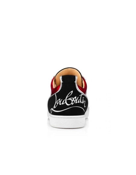 cheap Christian Louboutin Fun Louis Junior Spikes Flat Version Loubi/black Leather sale