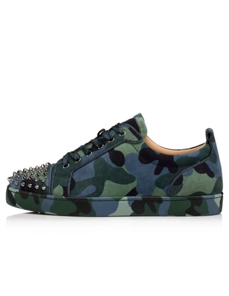 cheap Christian Louboutin  Louis Junior Spikes Orlato Multi/gun Metal Veau Velours sale