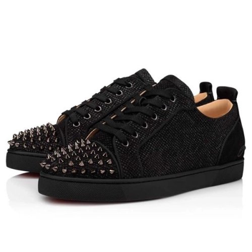 cheap Christian Louboutin Fun Louis Junior Spikes Black/black Gun sale