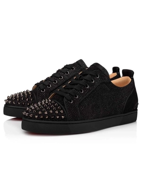 cheap Christian Louboutin Fun Louis Junior Spikes Black/black Gun sale