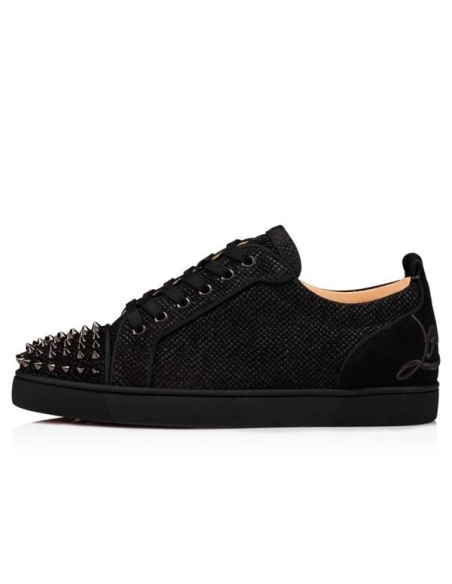 cheap Christian Louboutin Fun Louis Junior Spikes Black/black Gun sale
