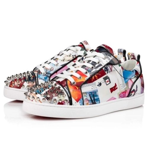 cheap Christian Louboutin Men's Louis Junior Spikes Multi/black Calf sale