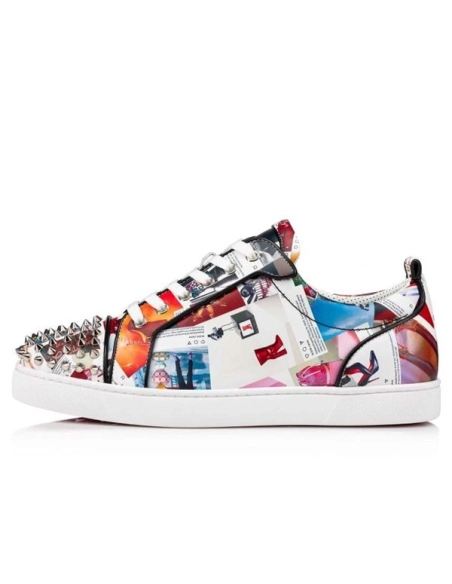 cheap Christian Louboutin Men's Louis Junior Spikes Multi/black Calf sale