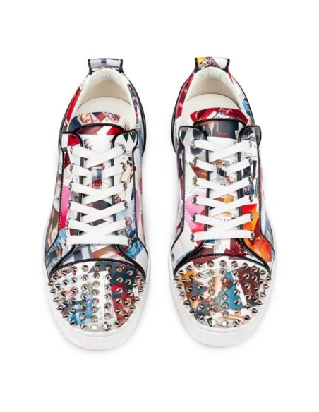 cheap Christian Louboutin Men's Louis Junior Spikes Multi/black Calf sale