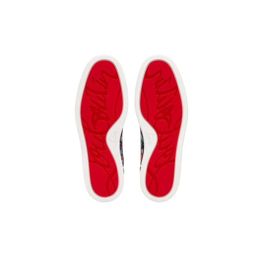 cheap Christian Louboutin Louis Junior Spikes Orlato Black Multi Crepe Satin sale