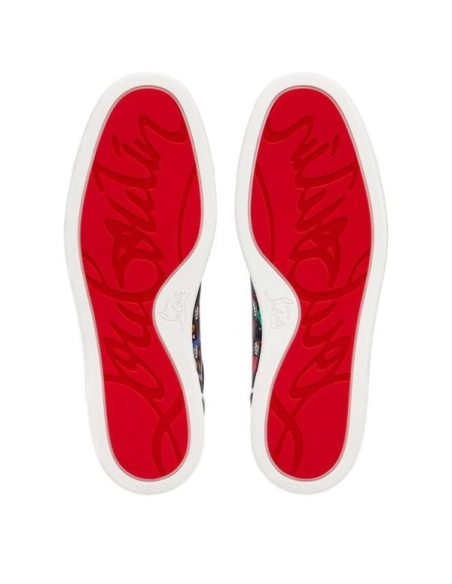 cheap Christian Louboutin Louis Junior Spikes Orlato Black Multi Crepe Satin sale