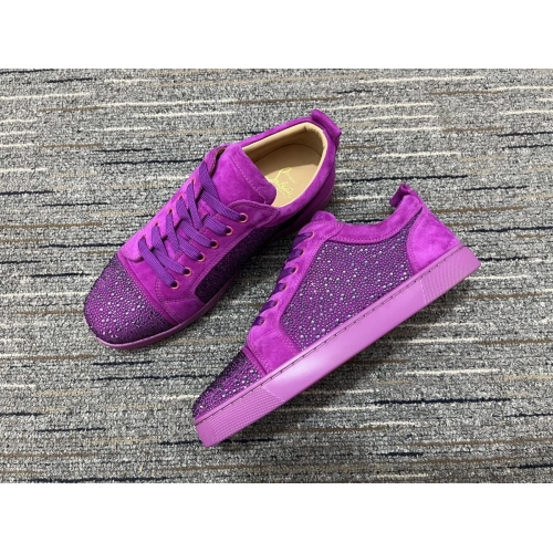 Discount Christian Louboutin Louis Junior Strass Sneakers Suede Leather Purple