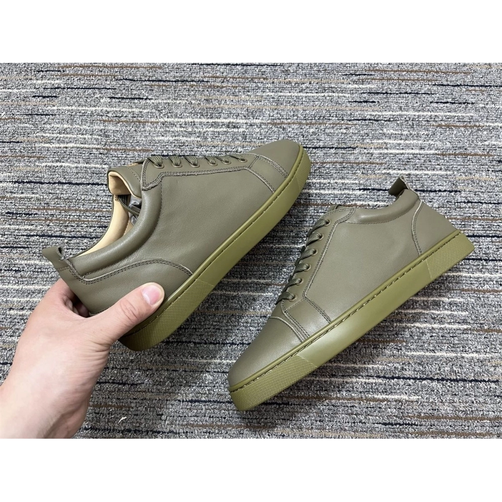 Cheap Christian Louboutin Louis Junior Orlato Sneakers Calf Leather Army Green
