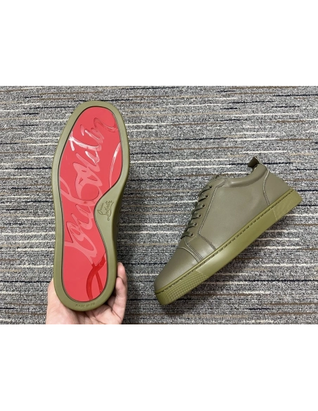 Cheap Christian Louboutin Louis Junior Orlato Sneakers Calf Leather Army Green