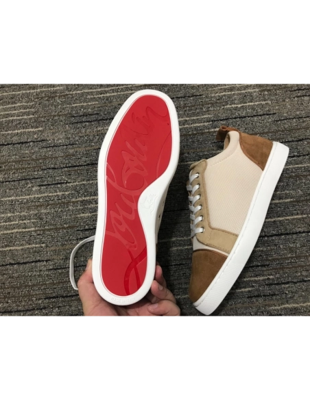 Cheap Christian Louboutin Louis Junior Orlato Sneakers Suede and Fabric Brown