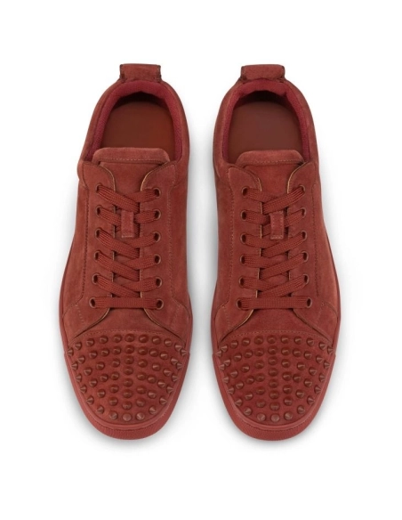 Discount Christian Louboutin Louis Junior Spikes Sneakers Veau Velours And Spikes Brownie