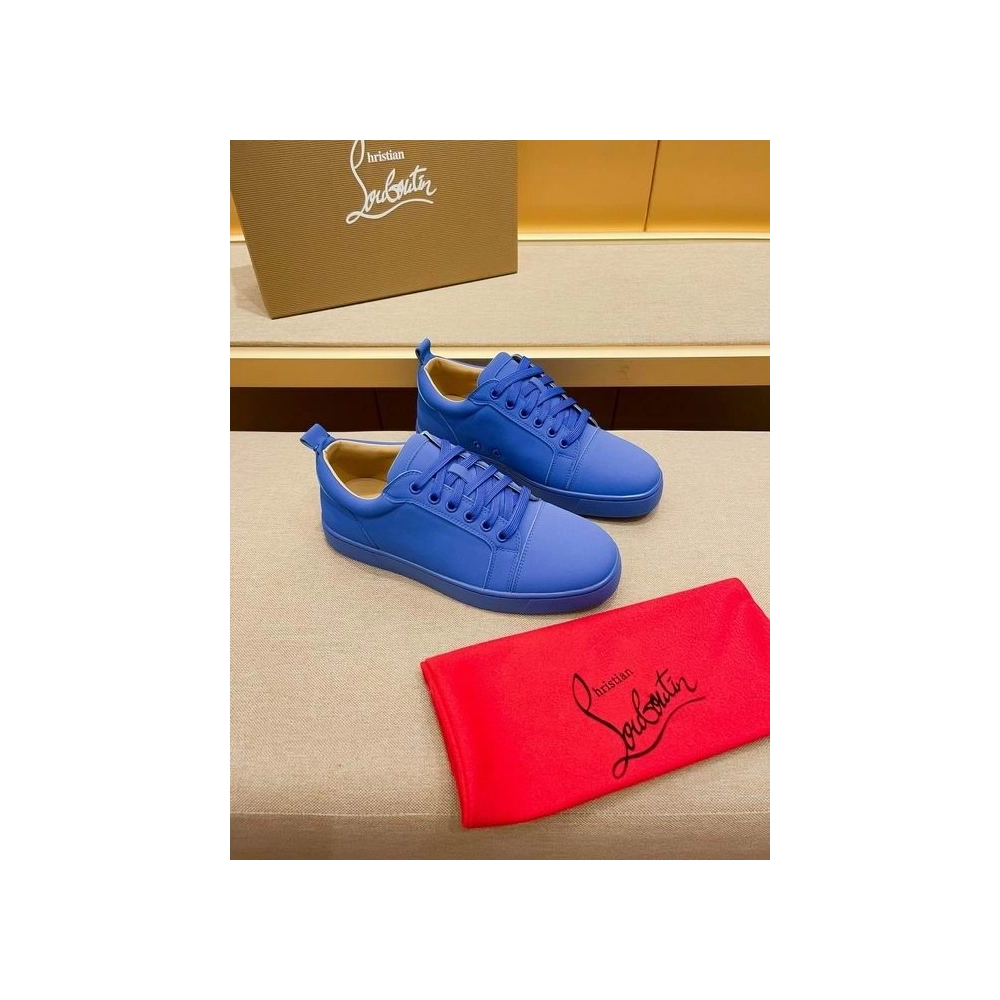 Replica Christian Louboutin Louis Junior Low-top Sneakers Leather Klein Blue