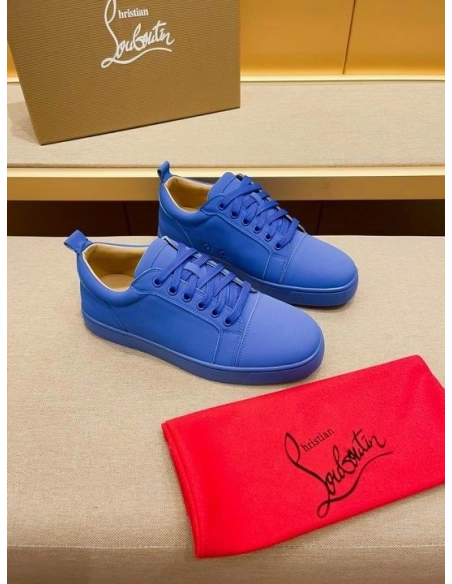 Replica Christian Louboutin Louis Junior Low-top Sneakers Leather Klein Blue