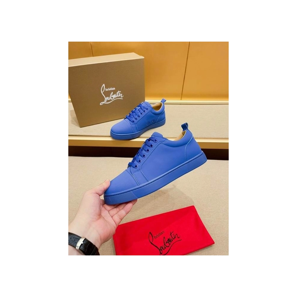 Replica Christian Louboutin Louis Junior Low-top Sneakers Leather Klein Blue