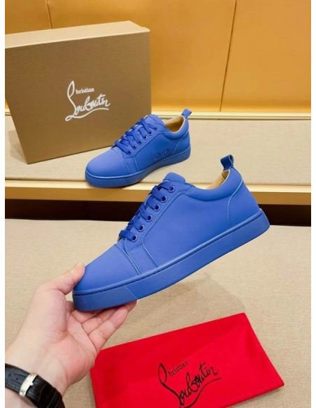 Replica Christian Louboutin Louis Junior Low-top Sneakers Leather Klein Blue