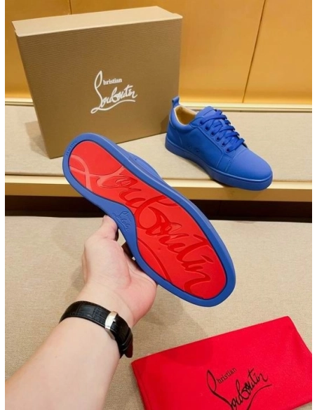 Replica Christian Louboutin Louis Junior Low-top Sneakers Leather Klein Blue