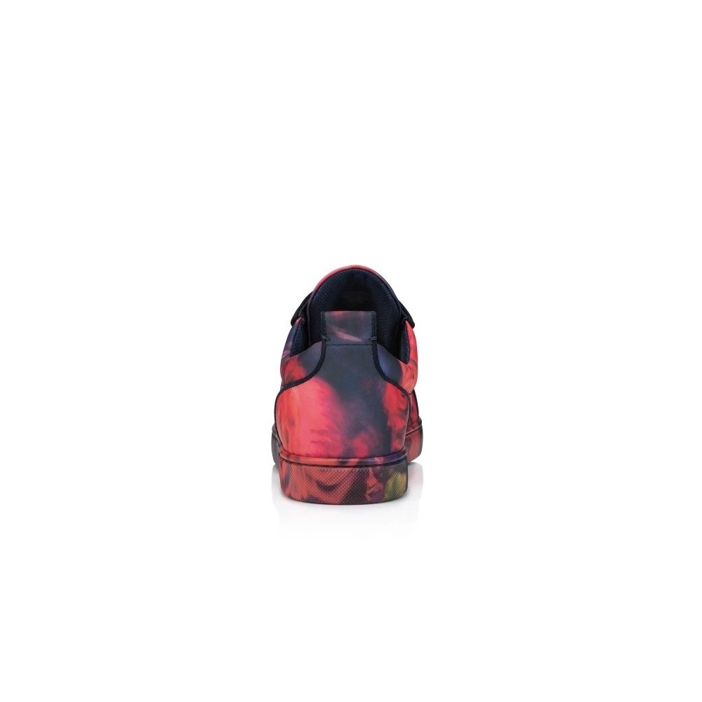 Cheap Christian Louboutin Louis Junior Spikes Sneakers Roses Printed Calf Leather And Spikes Multicolor