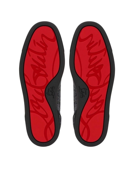 Replica Christian Louboutin Louis Junior P Pik Pik Strass Sneakers Suede Leather Comete And Strass Black