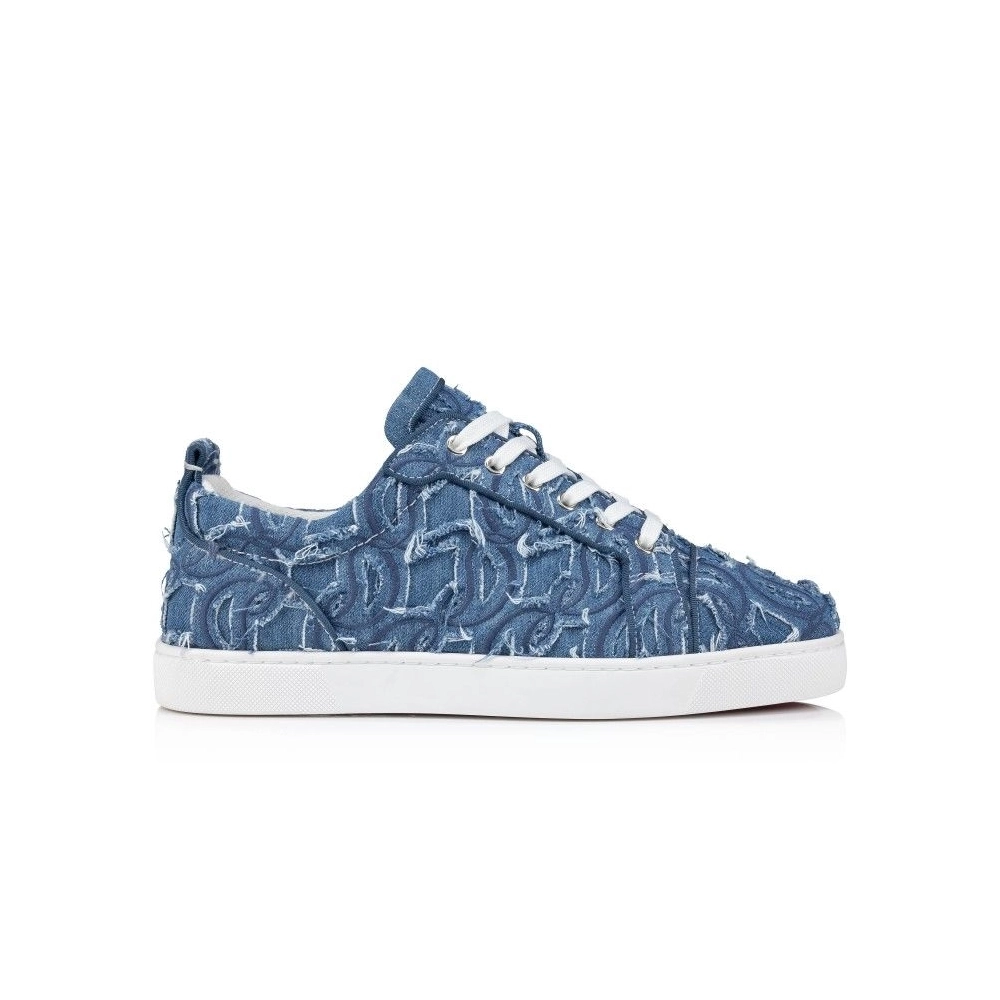 Discount Christian Louboutin Louis Junior Sneakers Denim Louboutin Embroidered Outlet