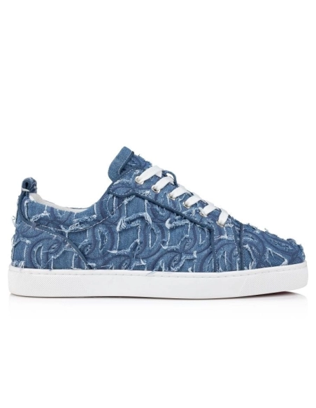 Discount Christian Louboutin Louis Junior Sneakers Denim Louboutin Embroidered Outlet