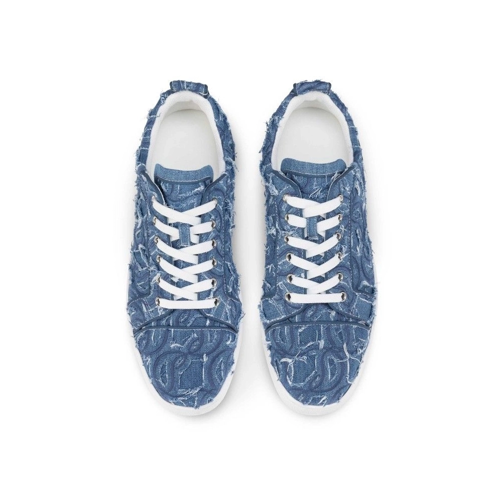 Discount Christian Louboutin Louis Junior Sneakers Denim Louboutin Embroidered Outlet