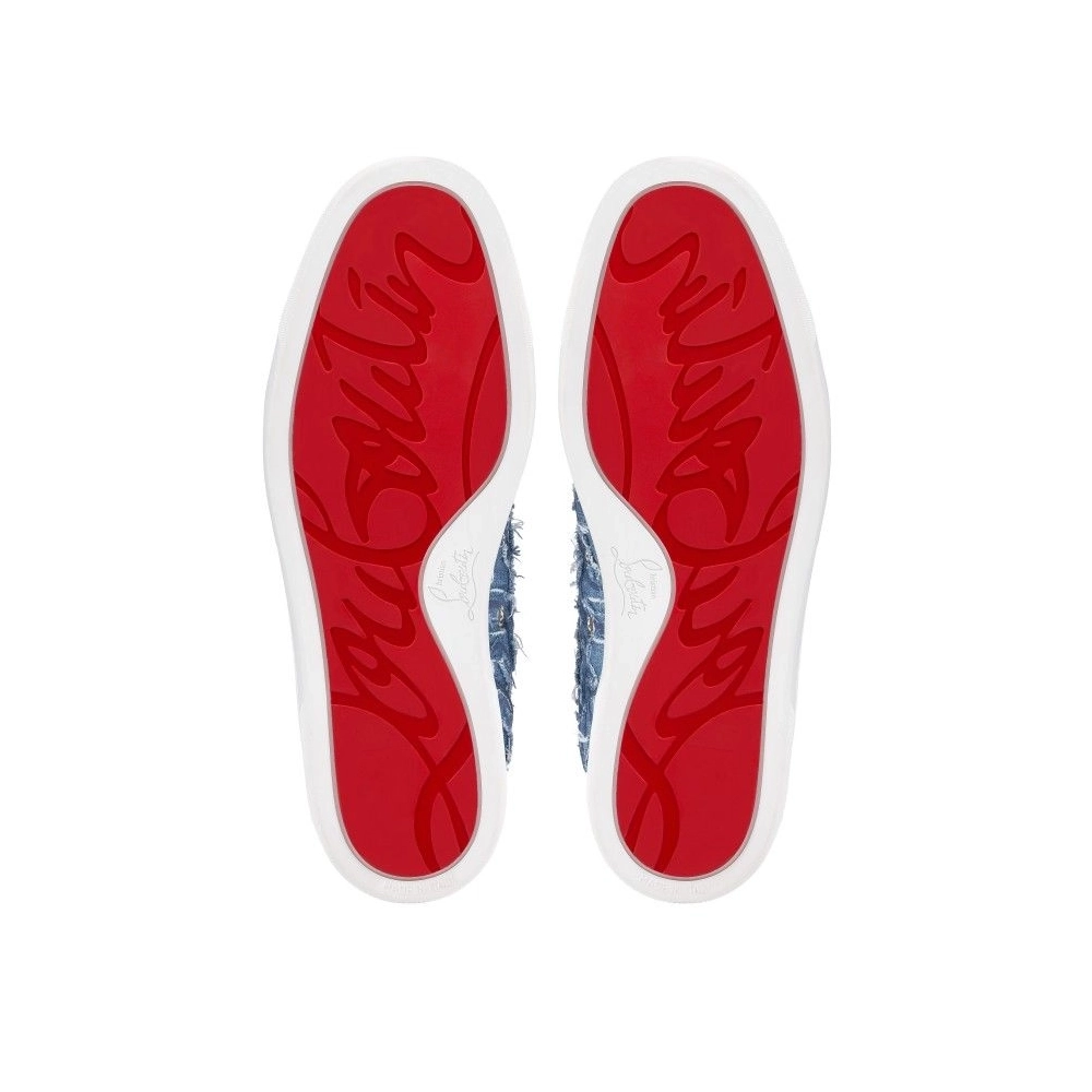 Discount Christian Louboutin Louis Junior Sneakers Denim Louboutin Embroidered Outlet