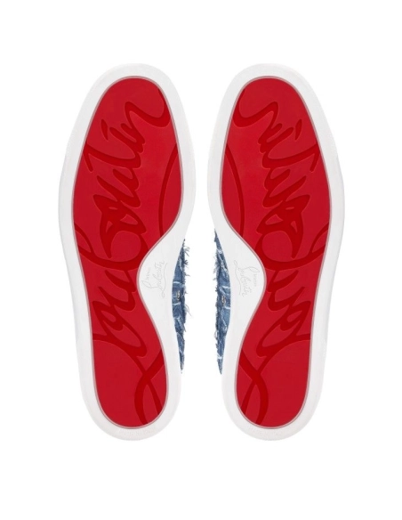 Discount Christian Louboutin Louis Junior Sneakers Denim Louboutin Embroidered Outlet