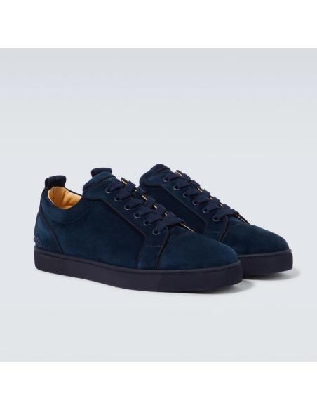 Cheap Christian Louboutin Fun Louis Junior Low-top Sneakers Veau Velours Navy Blue for Sale