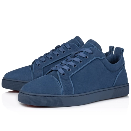 Discount Christian Louboutin Louis Junior Low-top Sneakers Veau Velours Blue Outlet