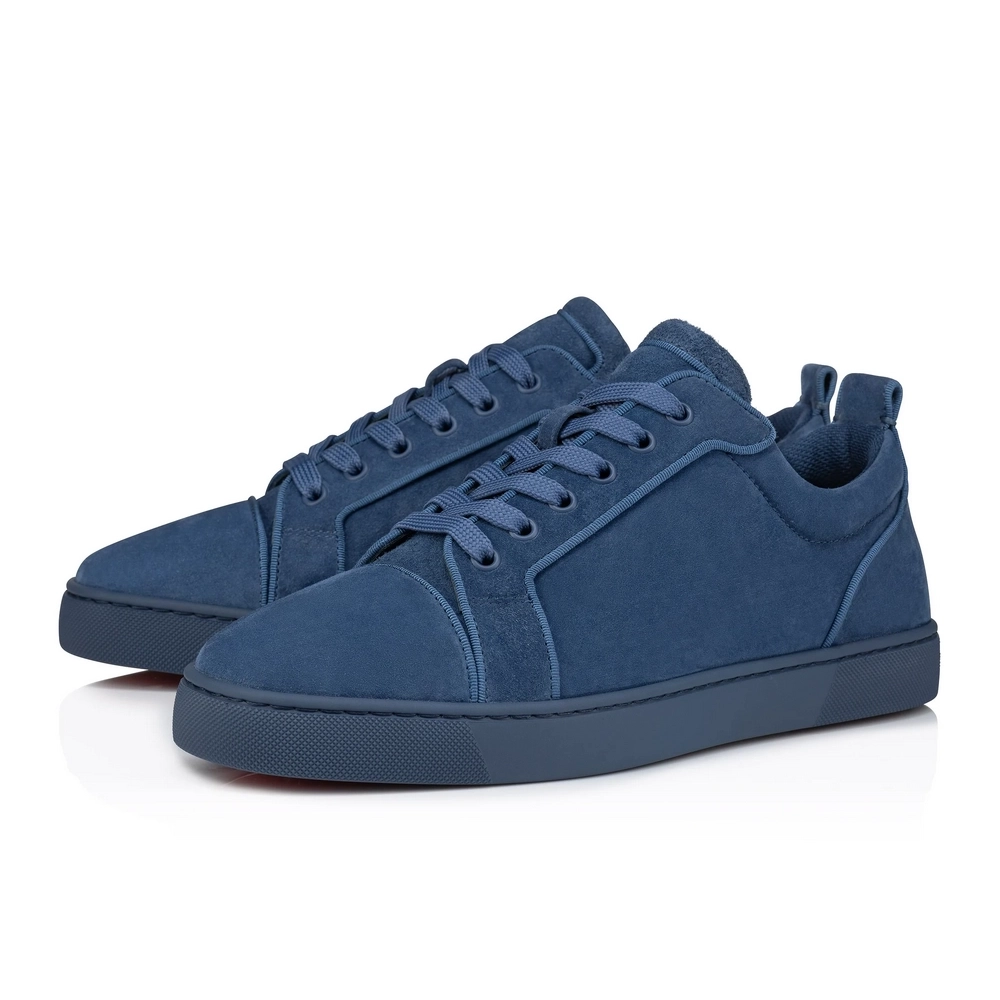 Discount Christian Louboutin Louis Junior Low-top Sneakers Veau Velours Blue Outlet