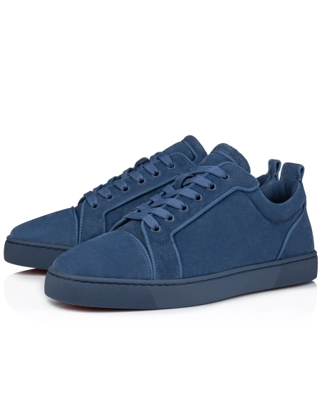 Discount Christian Louboutin Louis Junior Low-top Sneakers Veau Velours Blue Outlet