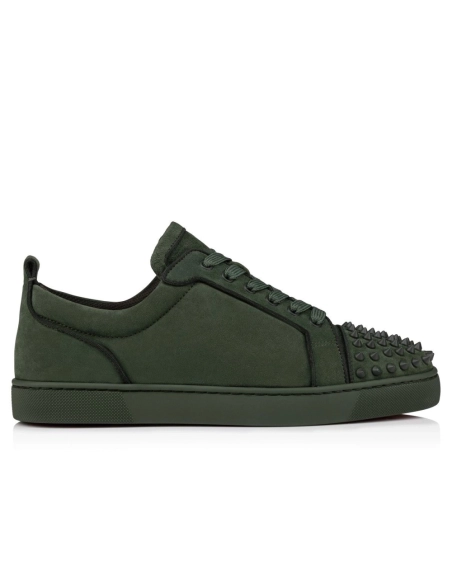Discount Christian Louboutin Louis Junior Spikes Sneakers Veau Velours Tennessee Green Outlet