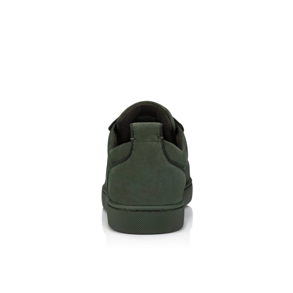 Discount Christian Louboutin Louis Junior Spikes Sneakers Veau Velours Tennessee Green Outlet