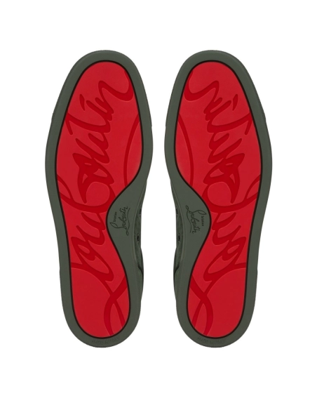 Discount Christian Louboutin Louis Junior Spikes Sneakers Veau Velours Tennessee Green Outlet