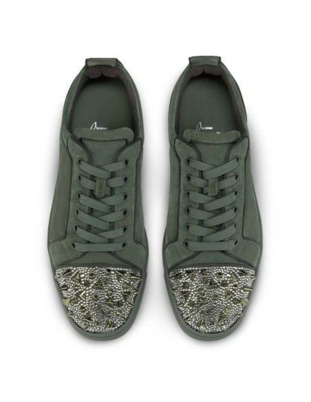 Replica Christian Louboutin Louis Junior P Pik Pik Strass Sneakers Veau Velours And Strass Spikes Tennessee
