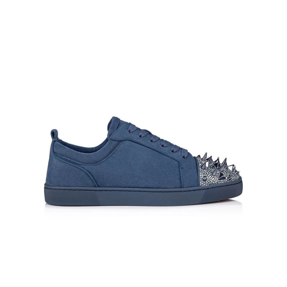 Cheap Christian Louboutin Louis Junior P Pik Pik Strass Sneakers Veau Velours And Strass Spikes Denim